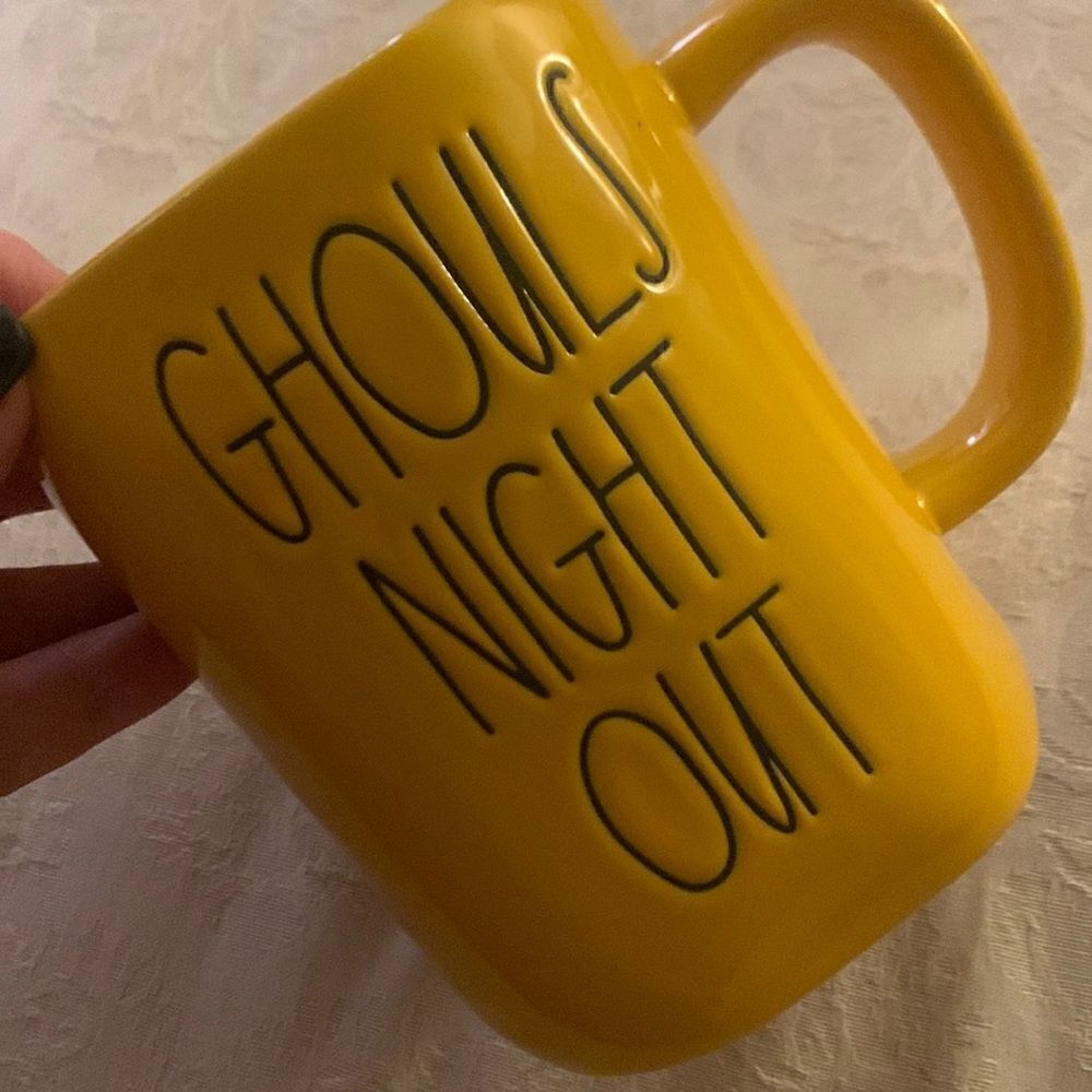RAE DUNN Mug Ghouls Night Out Yellow/Orange Halloween